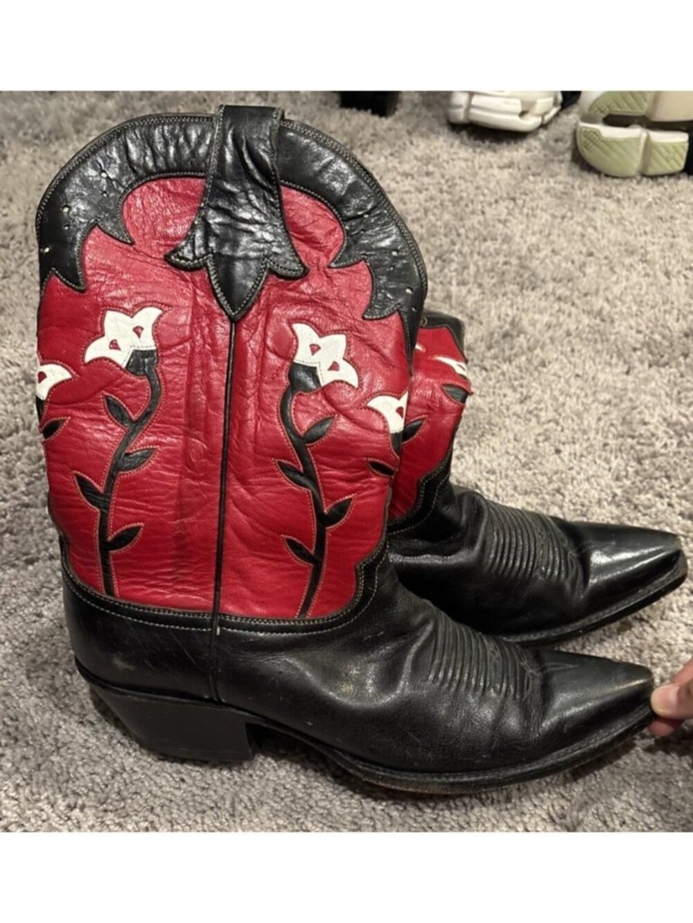 Lucchese Classics Limited Ed. Marlboro Red Black Tulip Cowgirl Boots Sz 11 B USA